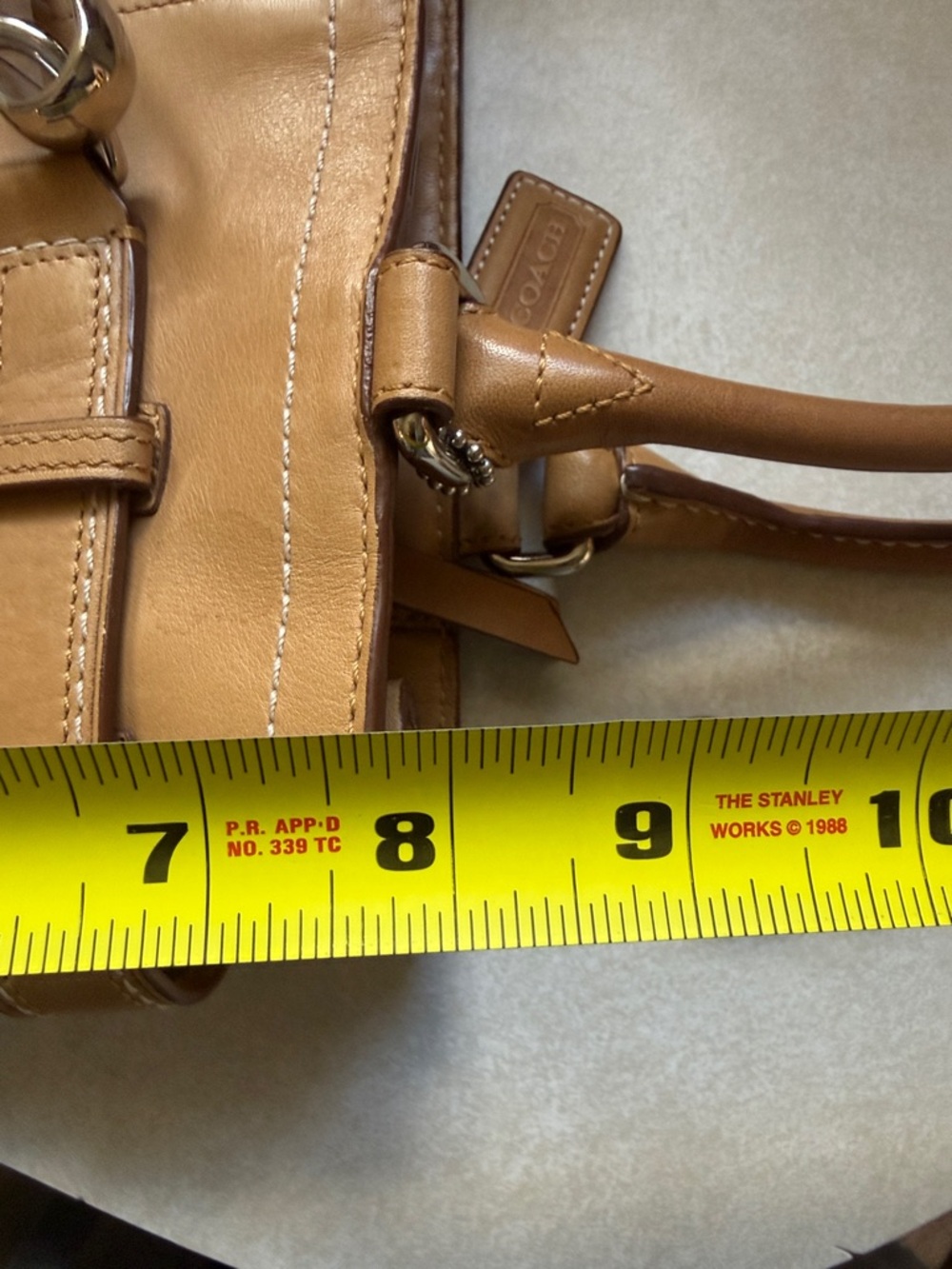 Coach Tan Leather Satchel with Bit-Detail - Picture 11 of 11